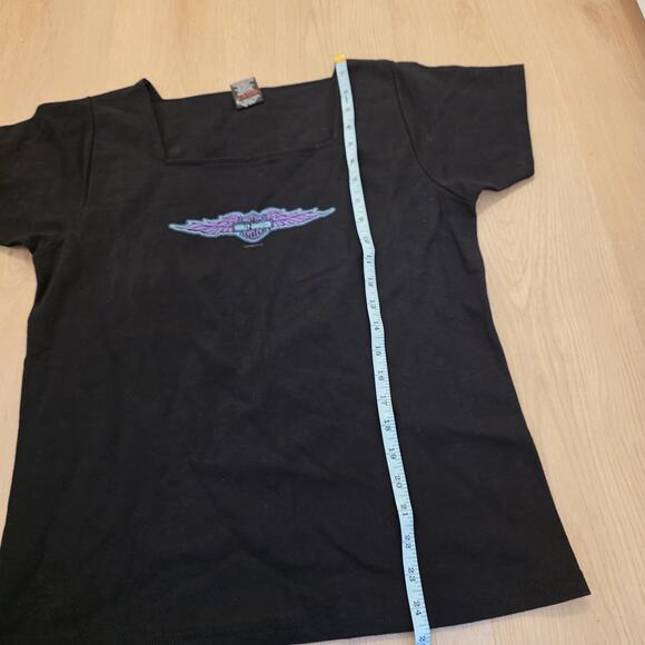 Vintage Harley Davidson Black Purple Y2K 2000s Skater Motorcycle Baby Tee Sz L - Picture 4 of 7